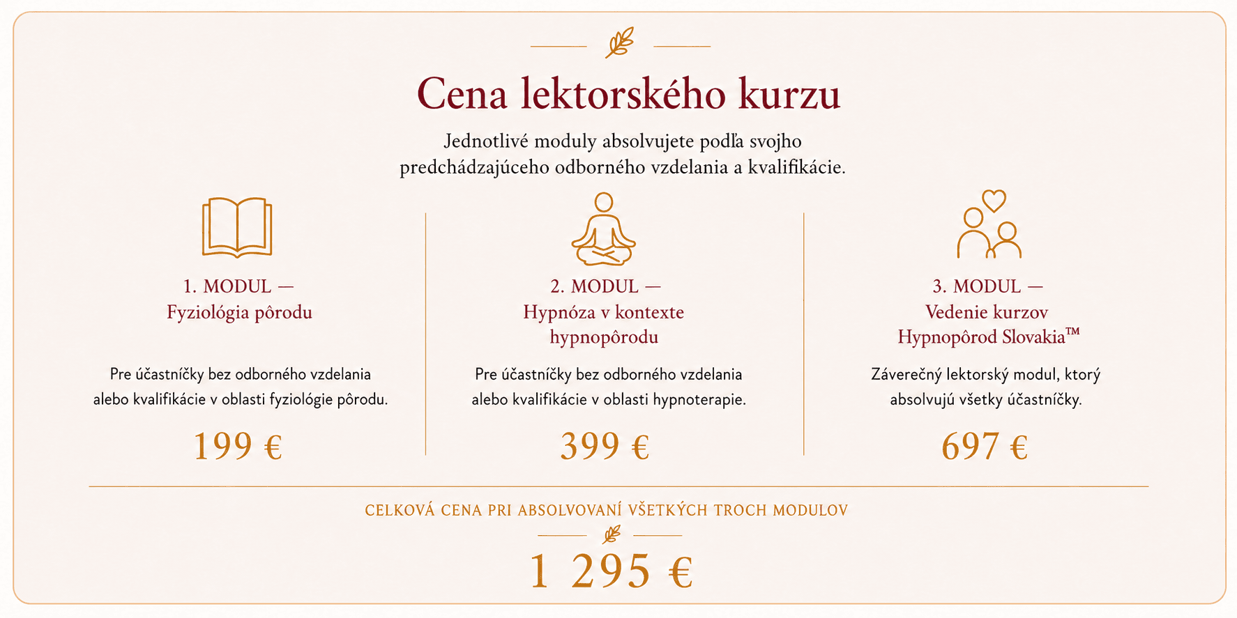 pricing lektorský kurz hypnopôrod slovakia